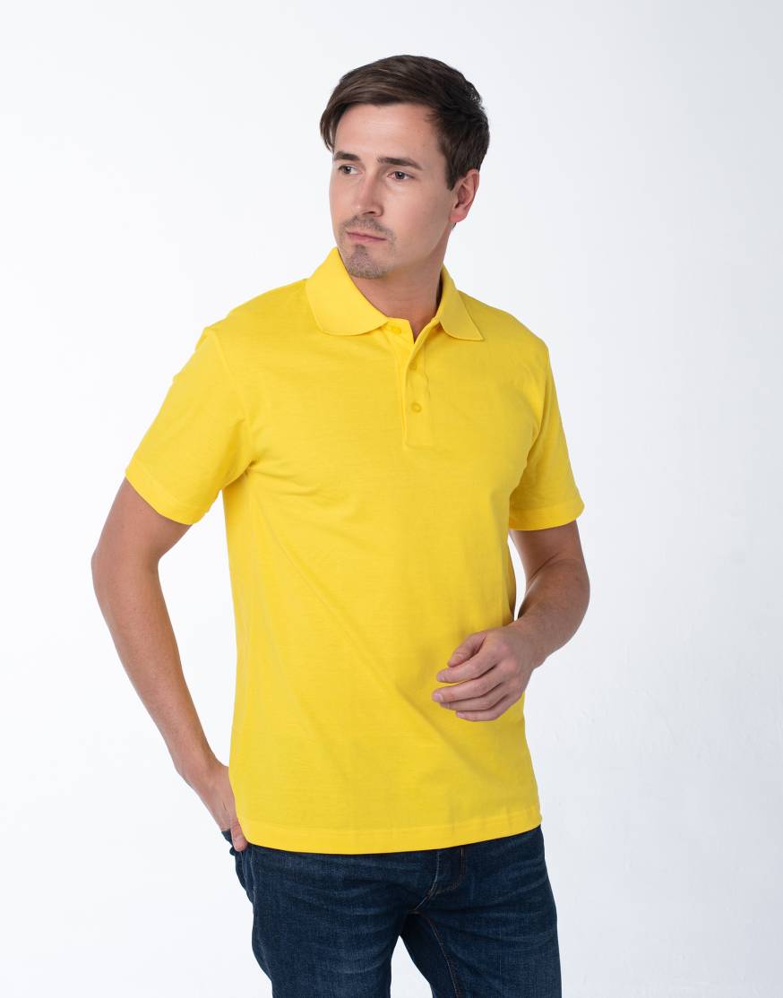 Мужская рубашка ПОЛО с эластаном жёлтая оптом